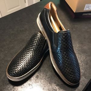 Johnson & Murphy NIB mens woven slip on black